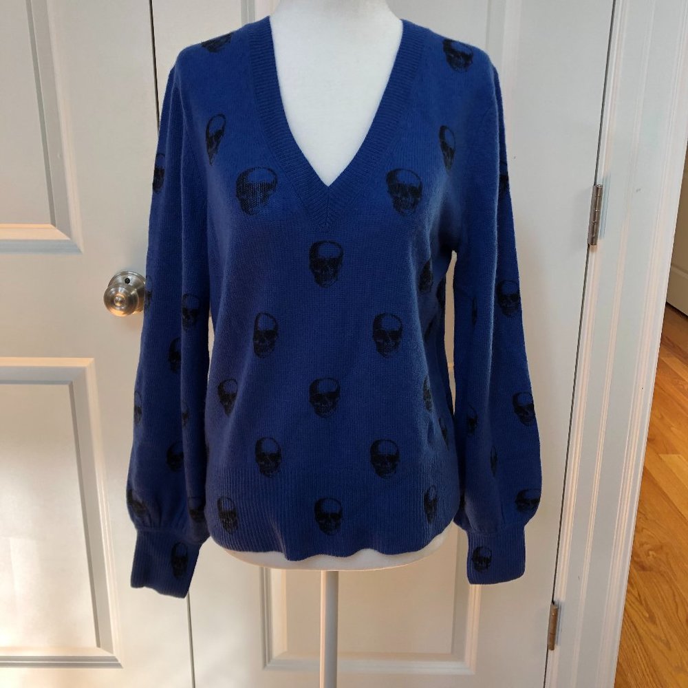 360 Cashmere Skull Print Cashmere Sweater